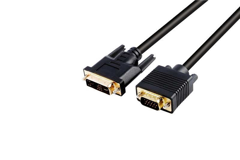 Câble iCAN DVI vers VGA, mâle vers mâle, plaqué or, 6 pieds, noir(Open Box)