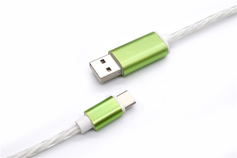Câble JMD Type C, Lumière LED 360, Marche/Arrêt tactile, 1M, Vert