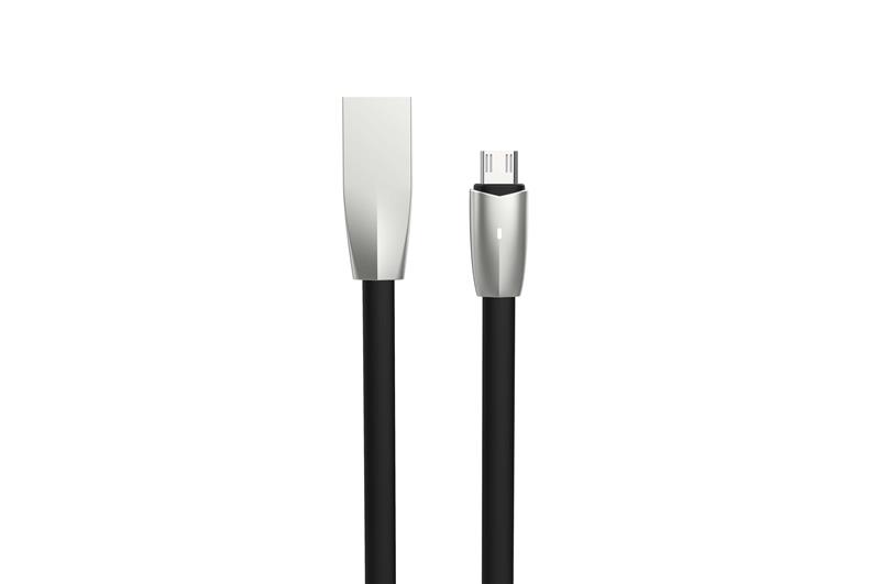 iCAN Micro USB Cable, Zinc Alloy, LED Indicator, 2M, Black