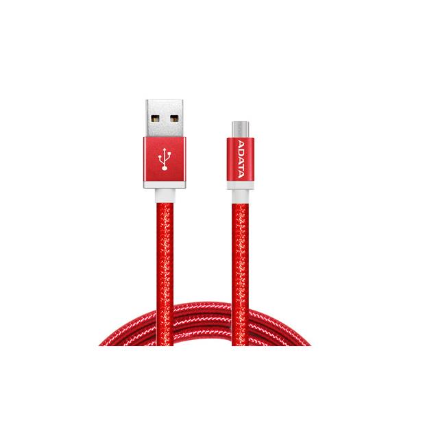 Câble micro USB tressé métallique ADATA - Rouge