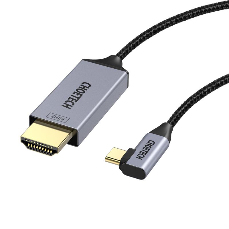 Choetech - Câble Type C vers HDMI, forme L, HDMI 2.0 4K @ 60Hz, Noir