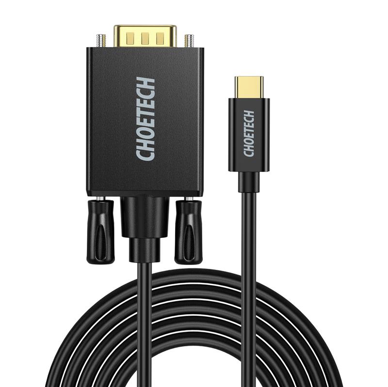 Choetech - Câble USB Type C vers VGA, aluminium,1.8M, gris