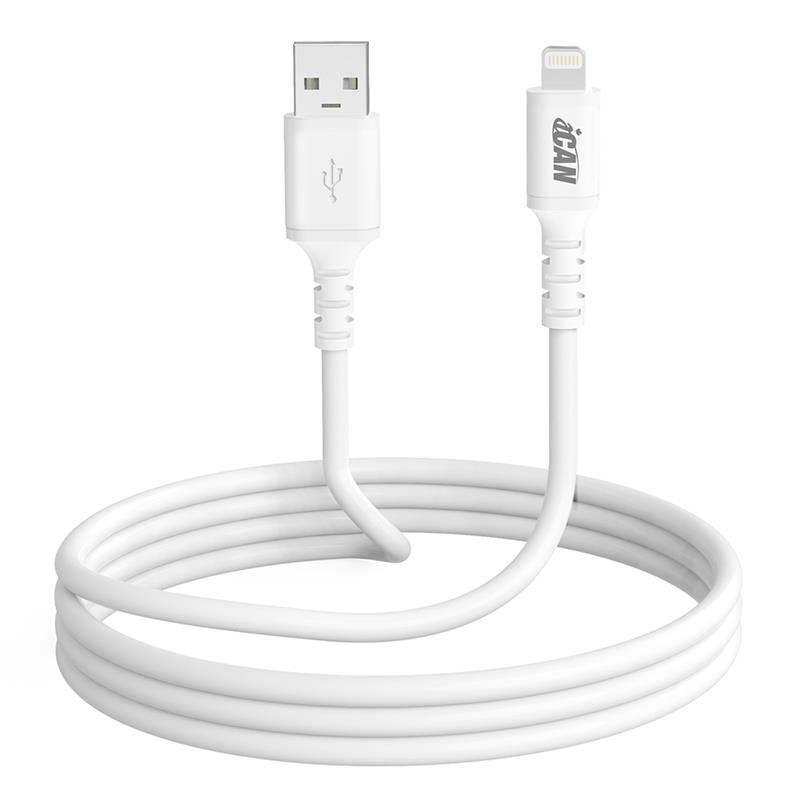 Câble de chargeur iCAN USB A vers Lightning - 1 m, blanc