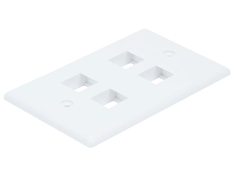 Plaque murale Monoprice pour Keystone, 4 trous - Blanc