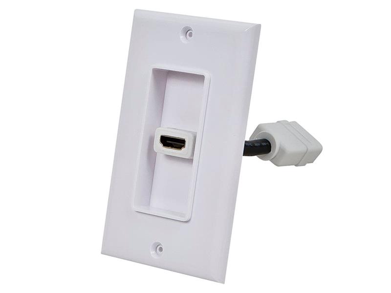Monoprice 1-port 2-piece Inset Wall Plate with 4in Built-in Flexible High Speed HDMI Cable With Ethernet, White