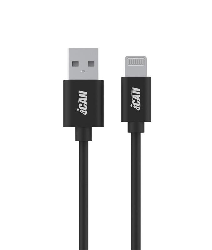 iCAN MFi Type-A Male to Lightning Male Cable, 5V/2.4A, 6ft