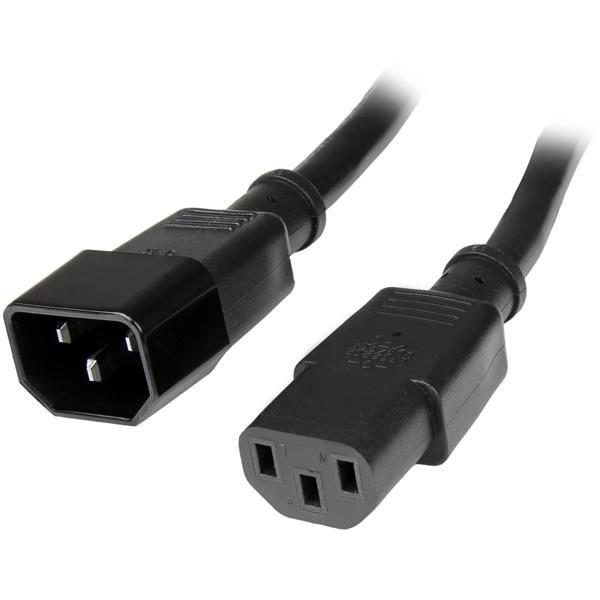 StarTech 14 AWG Computer Power Cord Extension - C14 to C13 - 15A (Black) - 6 ft. (PXT100146)