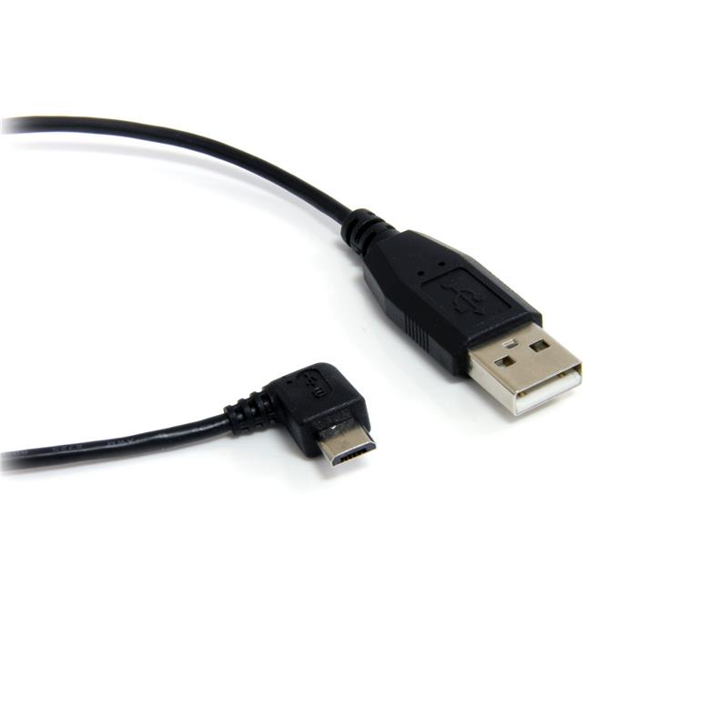 StarTech 6 ft Micro USB Cable A to Right Angle Micro B Black (UUSBHAUB6RA)