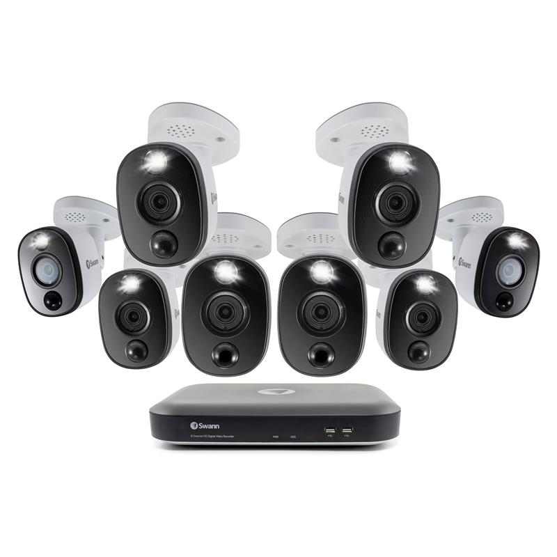 Swann (855808WL) Caméras Ultra HD 4K à détection de chaleur et de mouvement à 8 canaux avec système de sécurité DVR à disque...