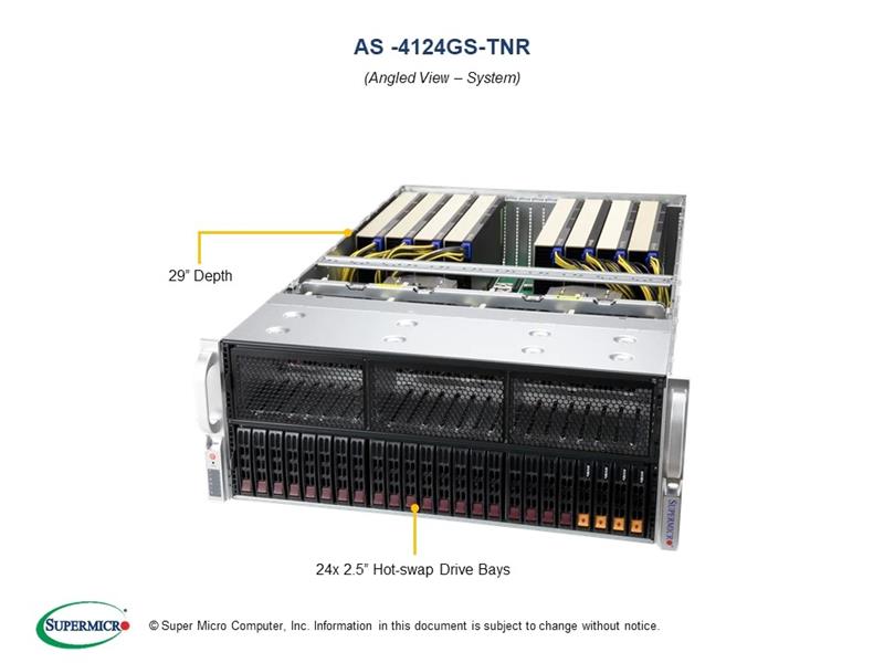 Supermicro Dual-CPU AMD EPYC 7543 32-Core 2.8GHz 4U GPU Server - 512GB memory 8TB NVMe SSD 3x Quadro RTX A6000 48GB GPU