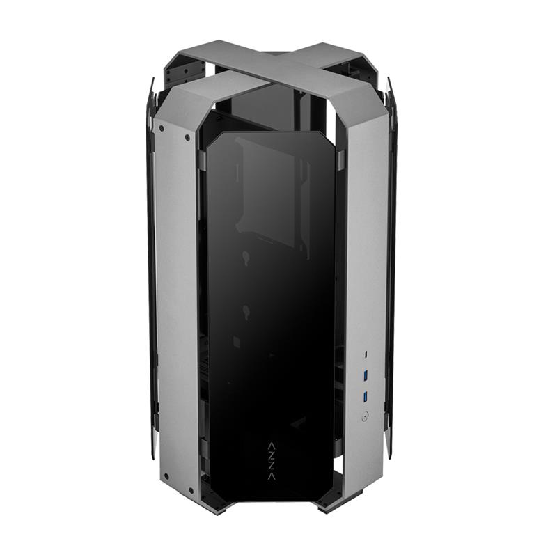 AZZA Opus 809 ATX Case - Dual Orientation - CNC-Milled Aluminum - 4-Side Tempered Glass 360 degree view-included 300MM long PCI