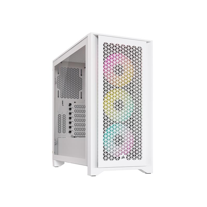 CORSAIR iCUE 4000D RGB Airflow Mid-Tower Case, True White - 3x AF120 RGB ELITE White Fans - iCUE Lighting Node PRO Controlle...