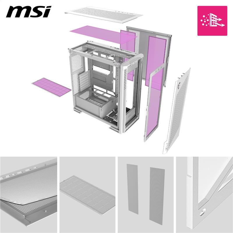 MSI MPG VELOX 300R AIRFLOW PZ WHITE Mid-Tower Case - Canada