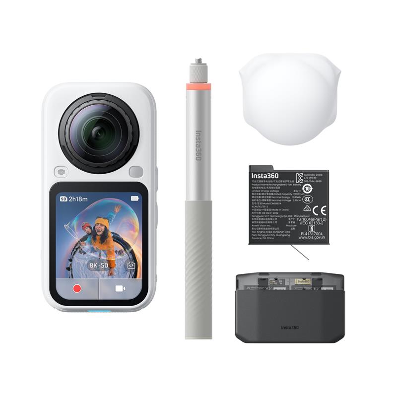 Insta360 X6 8K 360 Camera, Eseential Bundle, White