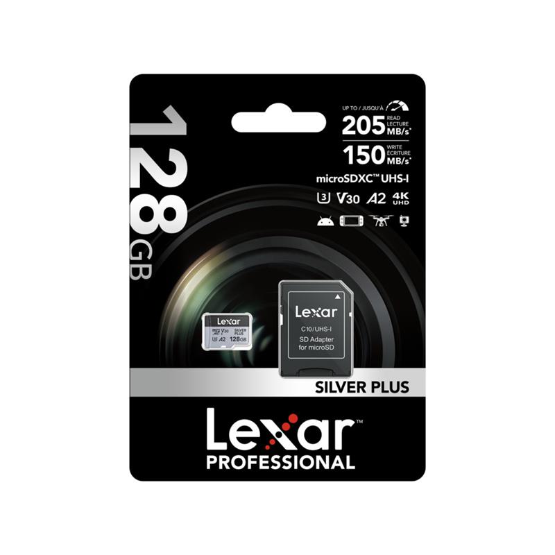 Lexar Professional SILVER PLUS 128GB microSDXC UHS-I U3 A2 V30