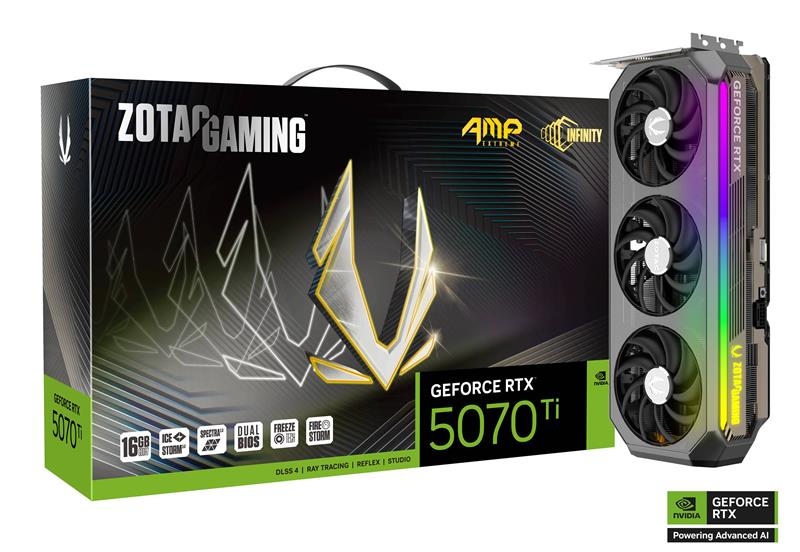 Carte graphique ZOTAC GAMING GeForce RTX 5070 Ti AMP Extreme Infinity DLSS 4 16 Go GDDR
