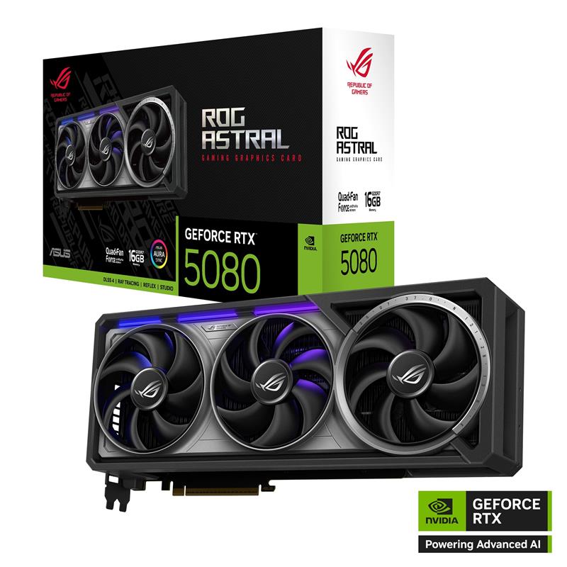 Carte graphique ASUS ROG Astral GeForce RTX 5080 16 Go GDDR7 à quatre ventilateurs