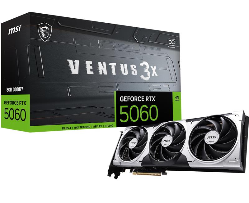MSI GeForce RTX 5060 8G VENTUS 3X OC, GDDR7 8 Go, PCI-E 5.0, 128 bits