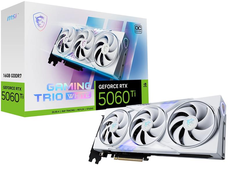 MSI GeForce RTX 5060 Ti 16G GAMING TRIO OC WHITE, GDDR7 16GB graphics