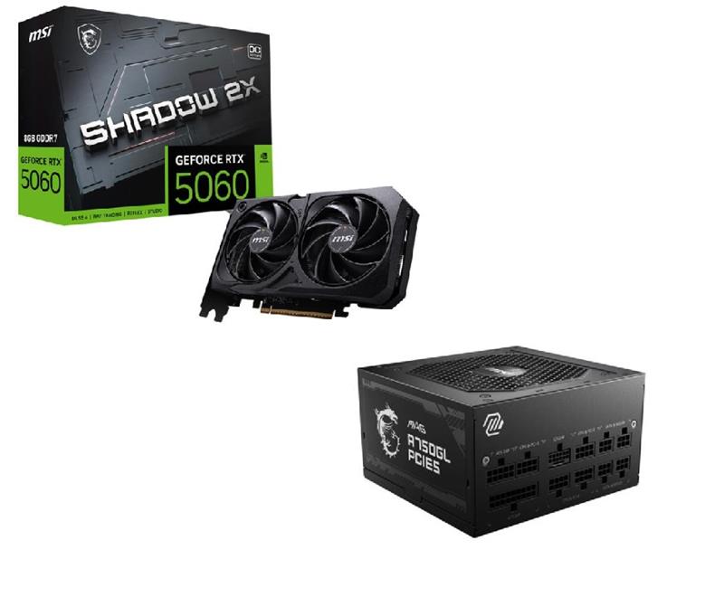 MSI GeForce RTX 5060 8G SHADOW 2X OC + MAG A750GL PSU