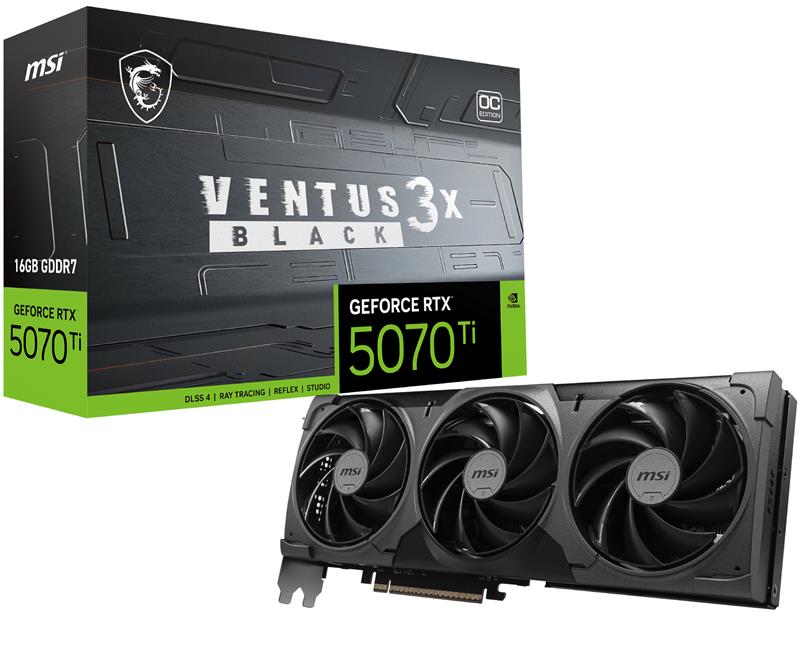 MSI GeForce RTX 5070 Ti 16G VENTUS 3X OC GDDR7 Trois ventilateurs