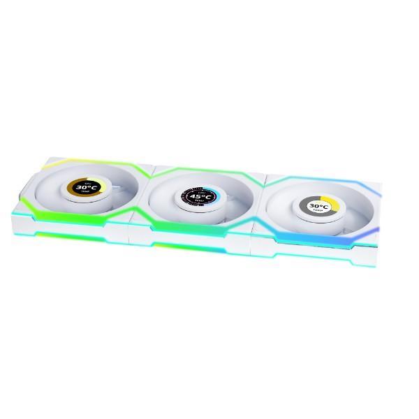 LIAN LI UNI FAN SL WIRELESS RGB LCD Blanc 3x 12cm Pack Ventilateur avec Contrôleur
