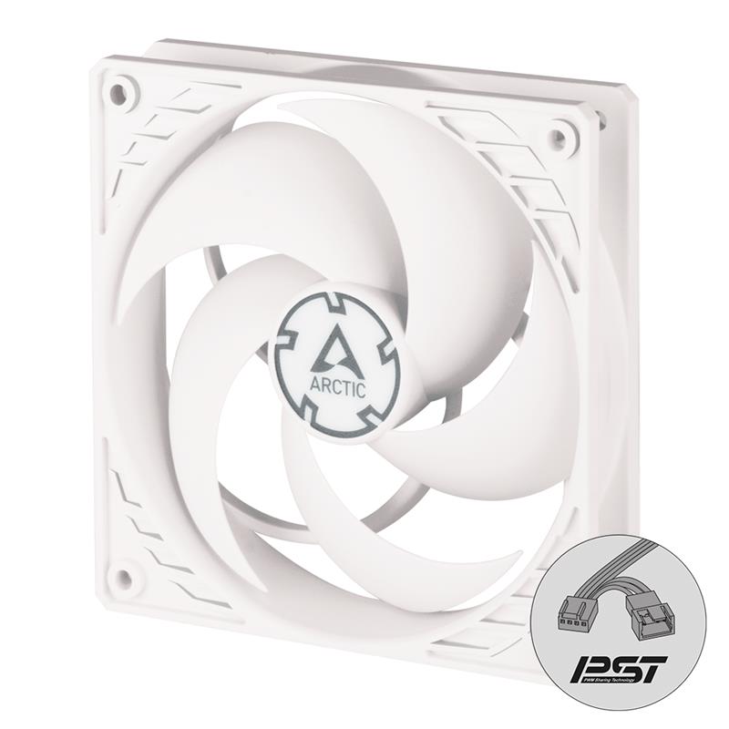 Arctic P12 PWM PST (Blanc) 120 mm Ventilateur de boîtier à pression optimisée | Vitesse contrôlée PWM avec PST
