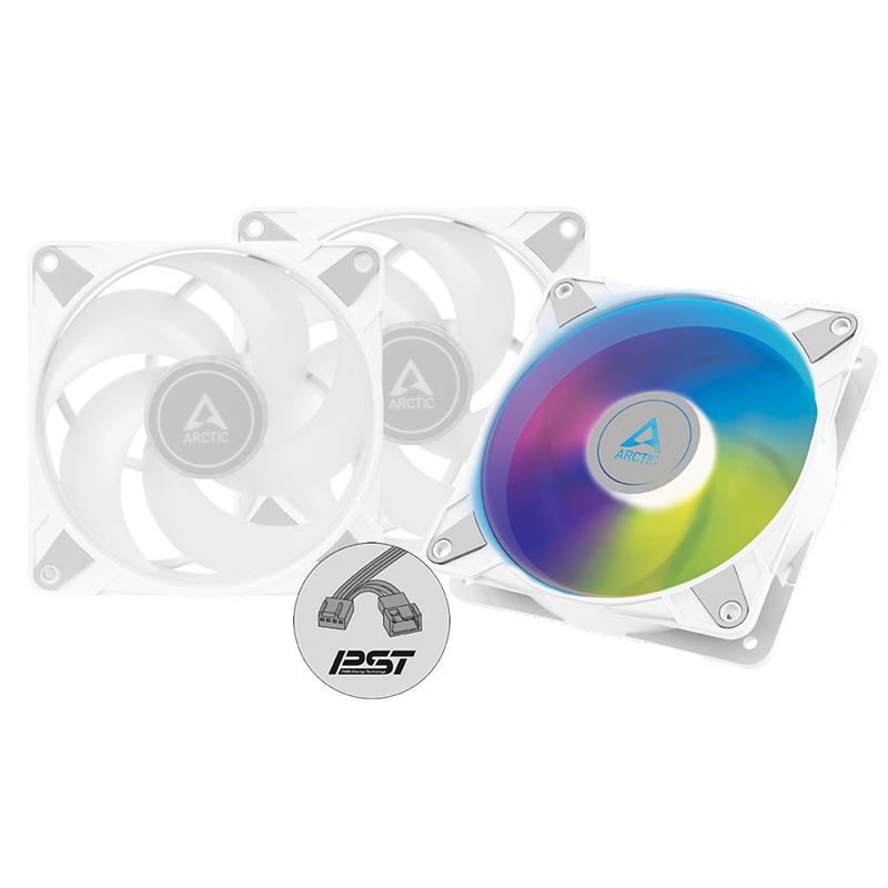 Arctic P12 PWM PST A-RGB 0dB (Blanc) 120mm Ventilateur de boîtier à pression optimisée | Vitesse contrôlée PWM avec PST | Ec...