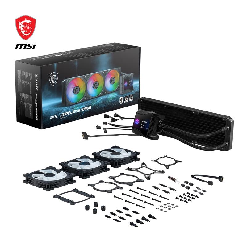 MSI MPG CORELIQUID D360 AIO Liquid CPU Cooler, 360mm Radiator