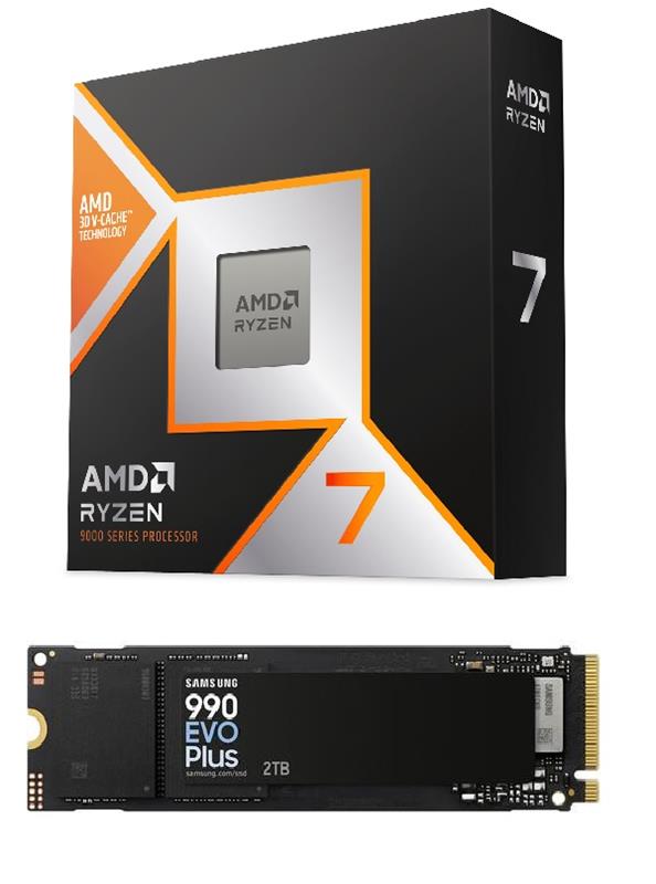 AMD Ryzen 7 9800X3D CPU + SAMSUNG 990 Evo Plus 2 To M.2 SSD