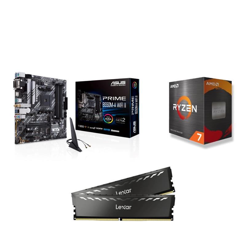 AMD Ryzen 7 5800X CPU + ASUS Prime B550M-A WIFI II Motherboard + Lexar THOR 16GB (2x8GB) DDR4 CL16 RAM