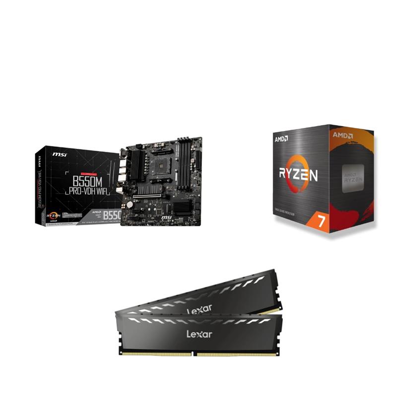 AMD Ryzen 7 5800X CPU + MSI B550M PRO-VDH WIFI Motherboard + Lexar THOR 16GB (2x8GB) DDR4 CL16 RAM