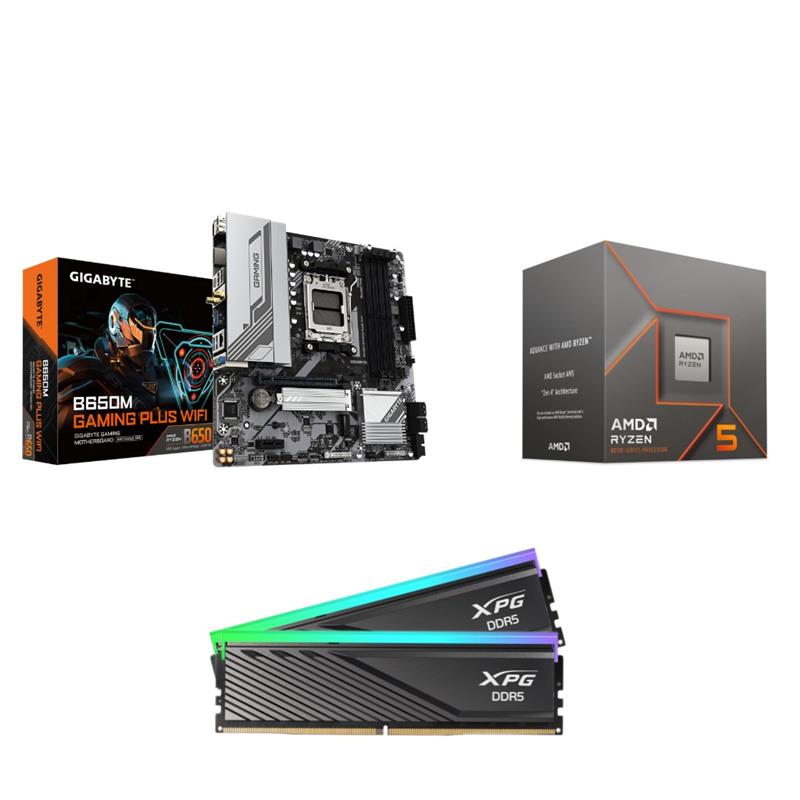 AMD Ryzen 5 8400F CPU + GIGABYTE B650M GAMING PLUS WIFI Motherboard + XPG Lancer Blade RGB 16GB DDR5 5600MHz CL46 RAM