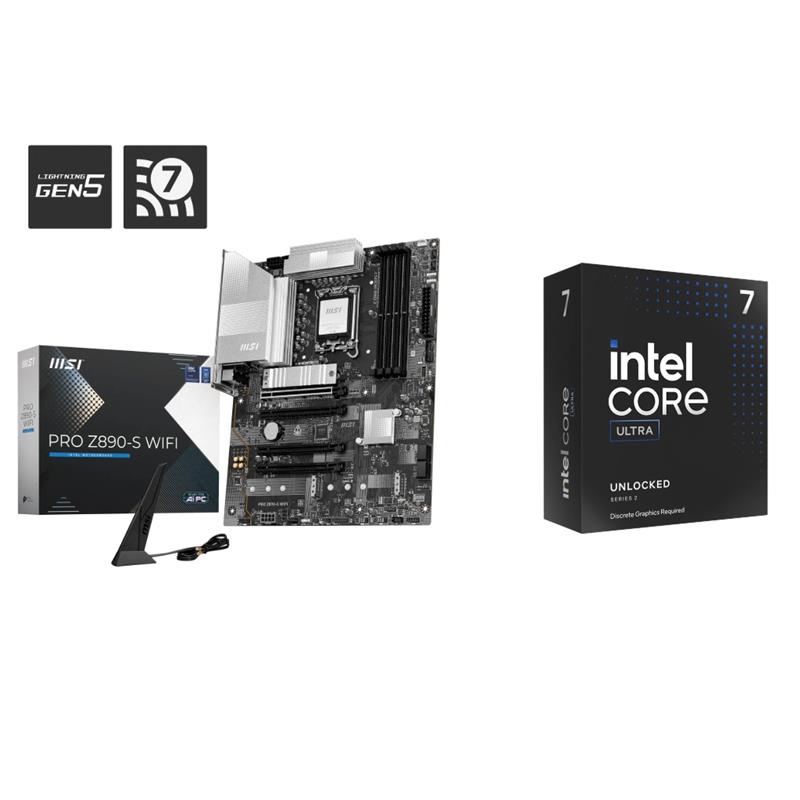 Intel Core Ultra 7 265KF CPU + MSI PRO Z890-S WIFI Motherboard