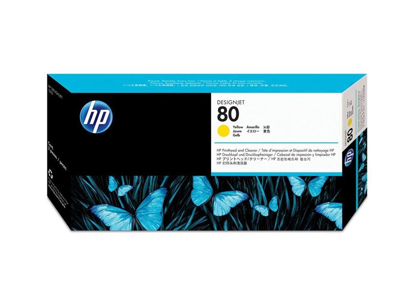 HP 80 Printhead/Printhead Cleaner, Yellow(C4822A)