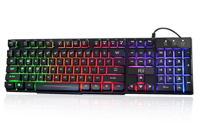 RII Multi-Color Rainbow LED Backlit Wired Mechanical Gaming Keyboard(Open Box)