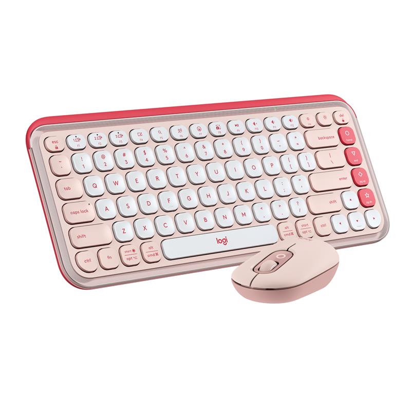 LOGITECH POP ICON Wireless Keyboard & Mouse Combo (Rose & Off-White)(Open Box)