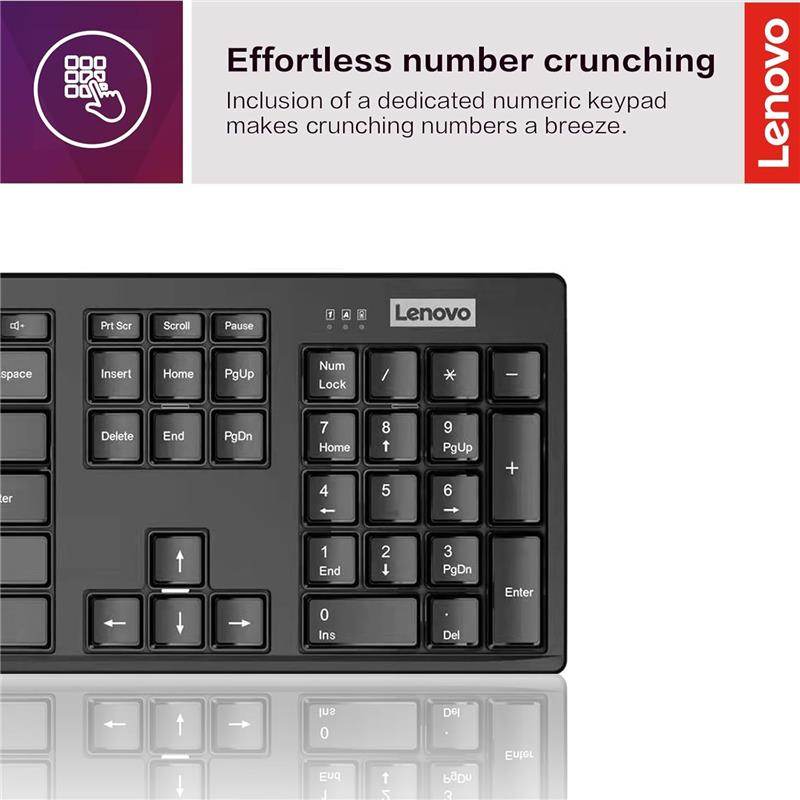 LENOVO 100 USB-A Wireless Combo Keyboard and Mouse - Canada