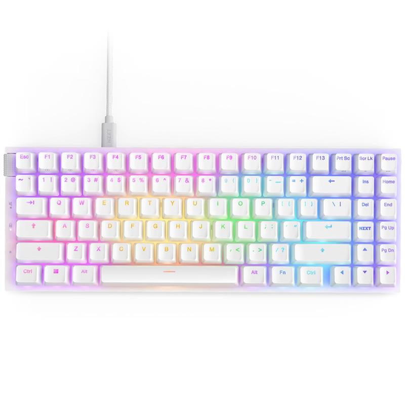 NZXT Function 2 - Mini Tenkeyless (TKL, 80%) Gaming Keyboard, White, English, Regular Profile (KB-002NW-US)