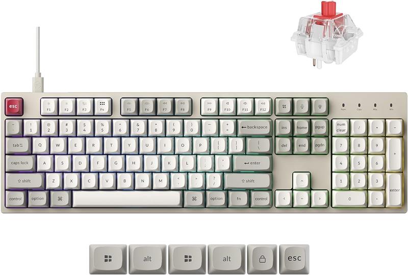 Keychron C2 Pro 8K Full Size Gaming Keyboard, White