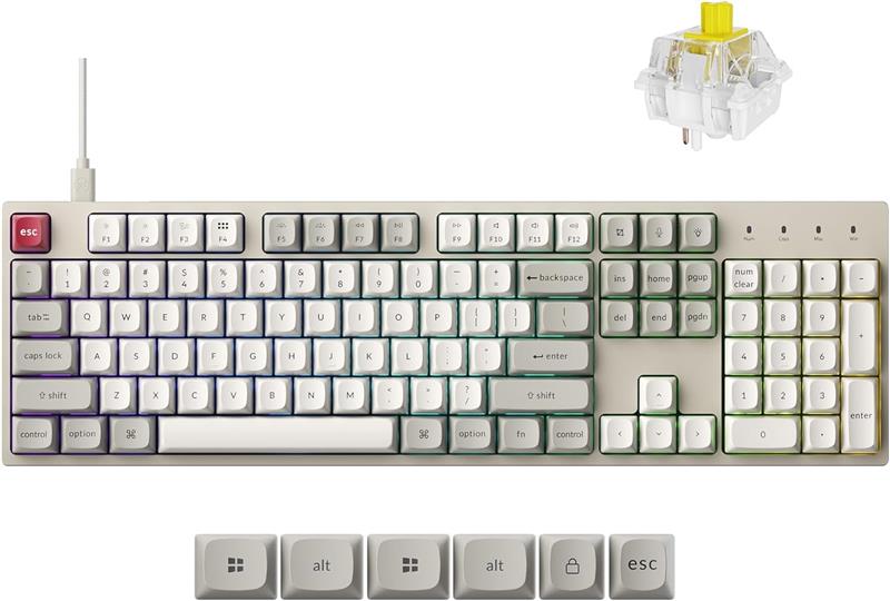 Keychron C2 Pro 8K Full Size Gaming Keyboard, White