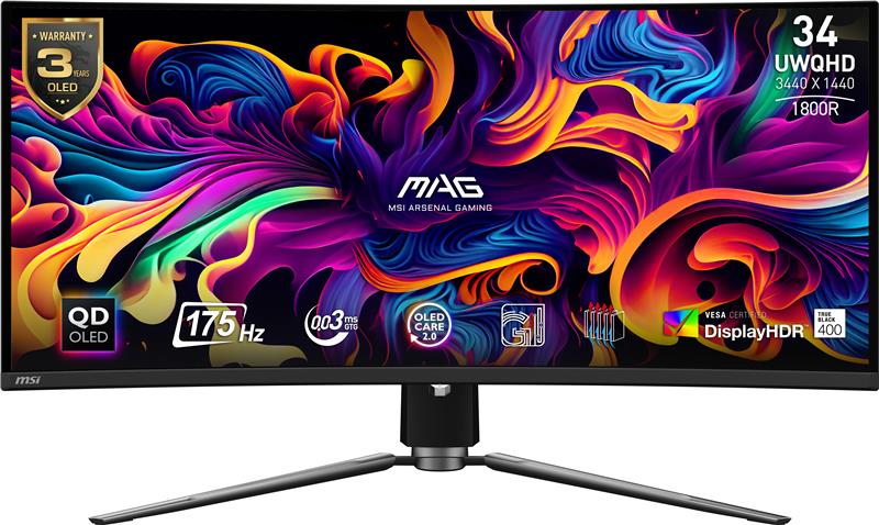 MSI MAG 341CQP QD-OLED 34" 21:9 UWQHD, 175Hz 0.03ms Curved Monitor