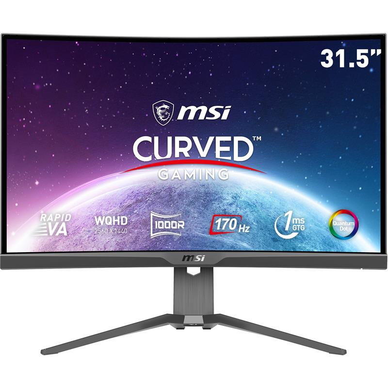 MSI MAG 31.5" WQHD Curved Rapid VA 170Hz 1ms (GTG) Gaming Monitor