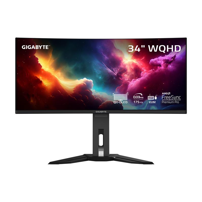 Moniteur de jeu GIGABYTE 34" WQHD QD-OLED incurve 175 Hz 0,03 ms (GTG)