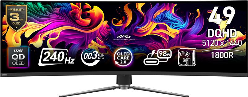MSI MPG 491CQPX QD-OLED 49" 32:9 DQHD, 240Hz 0.03ms Curved Monitor, AI(Open Box)
