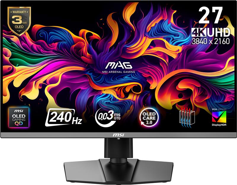MSI 27" 3840 x 2160 (UHD) QD-OLED 240Hz Flat Gaming Monitor
