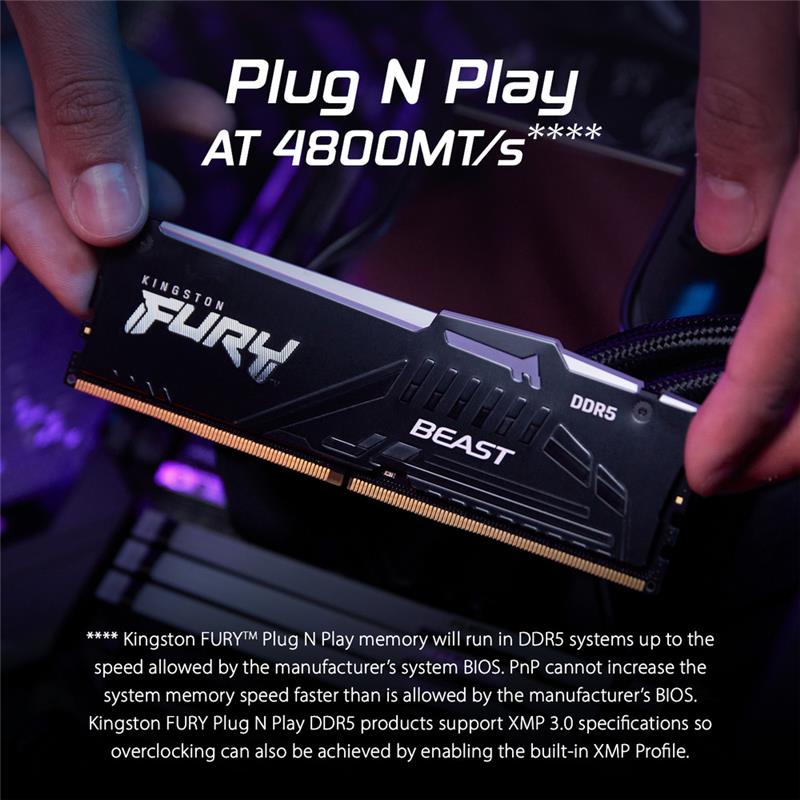 Kingston FURY Beast RGB 32GB (2x16GB) DDR5 6000MHz CL30 UDIMM