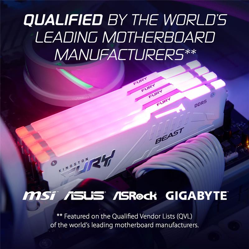 Kingston FURY Beast RGB 32GB (2x16GB) DDR5 6000MHz CL30 UDIMM