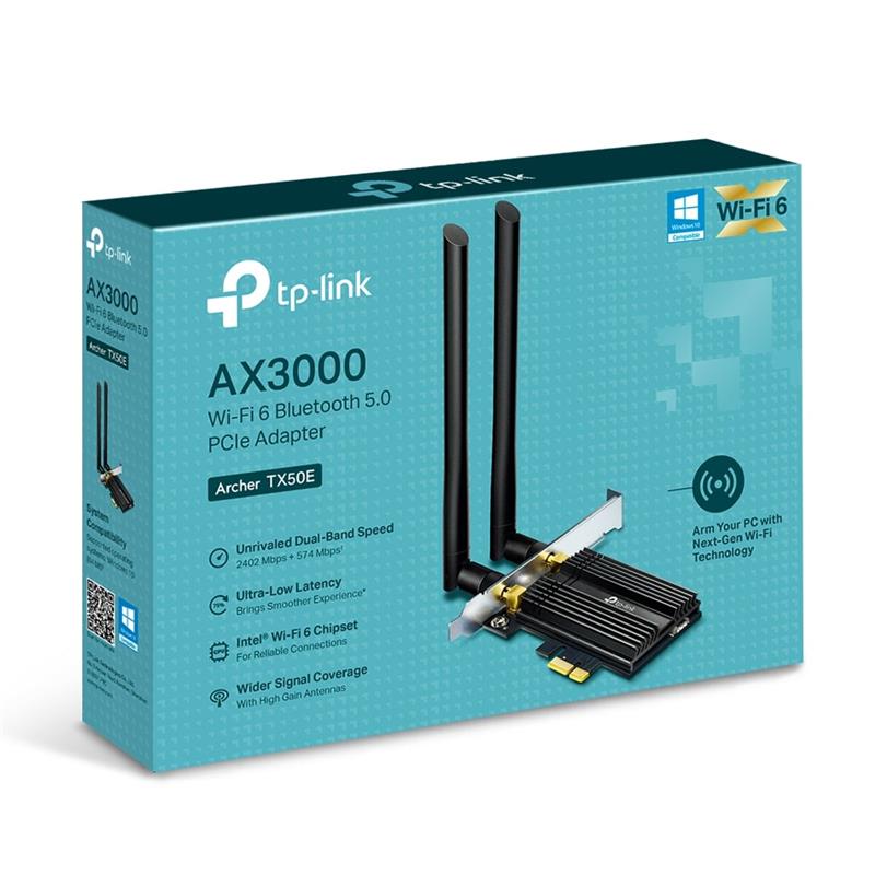 TP-Link (Archer TX50E) AX3000 Wi-Fi 6 Bluetooth 5.0 PCIe Adapter