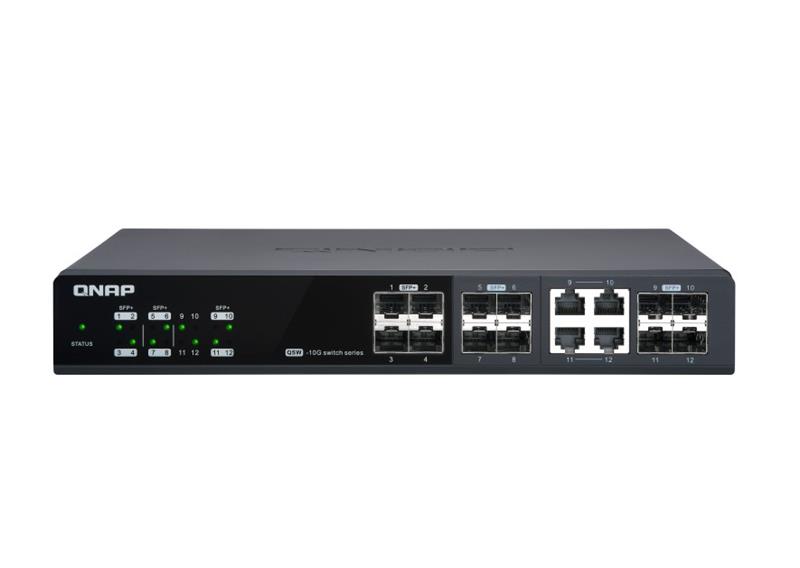 Switch de gestion QNAP (QSW-M1204-4C), 12 ports de vitesse de port 10GbE, 8 ports SFP+, 4 ports